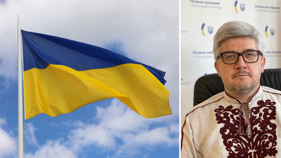 ukrainas flagga och ukrainas ambassadör i sverige